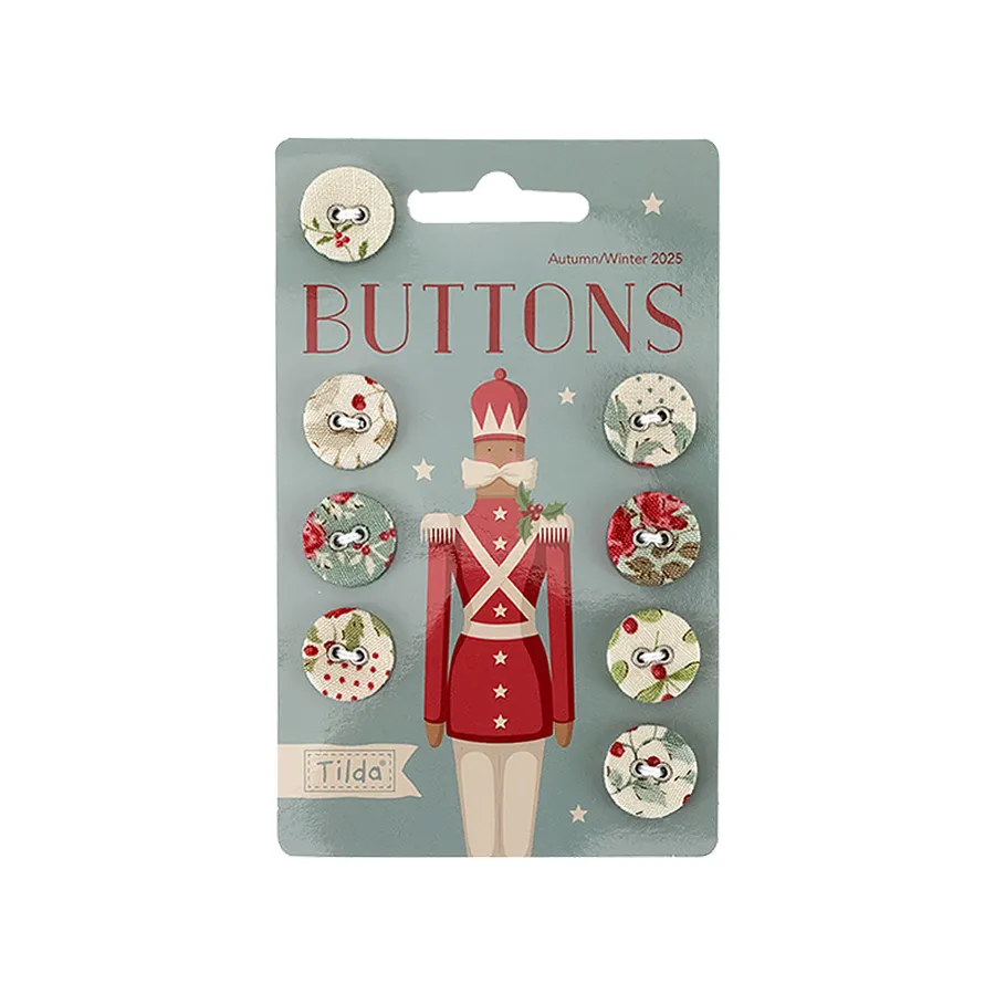 Tilda Merry Little Christmas 8pc 16mm Buttons TIL400072