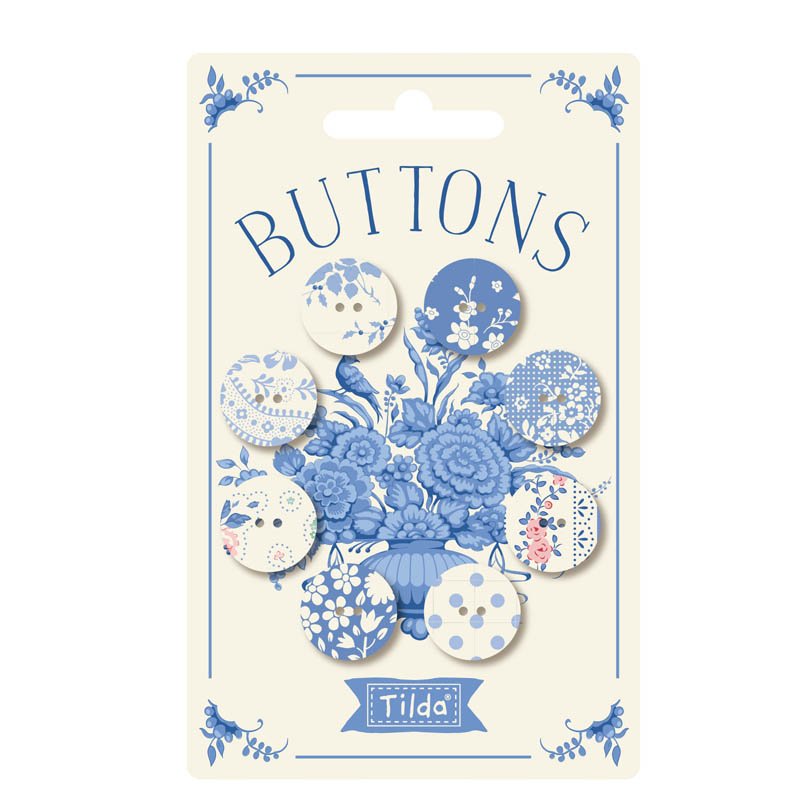Pack of floral buttons on a Tilda branded card