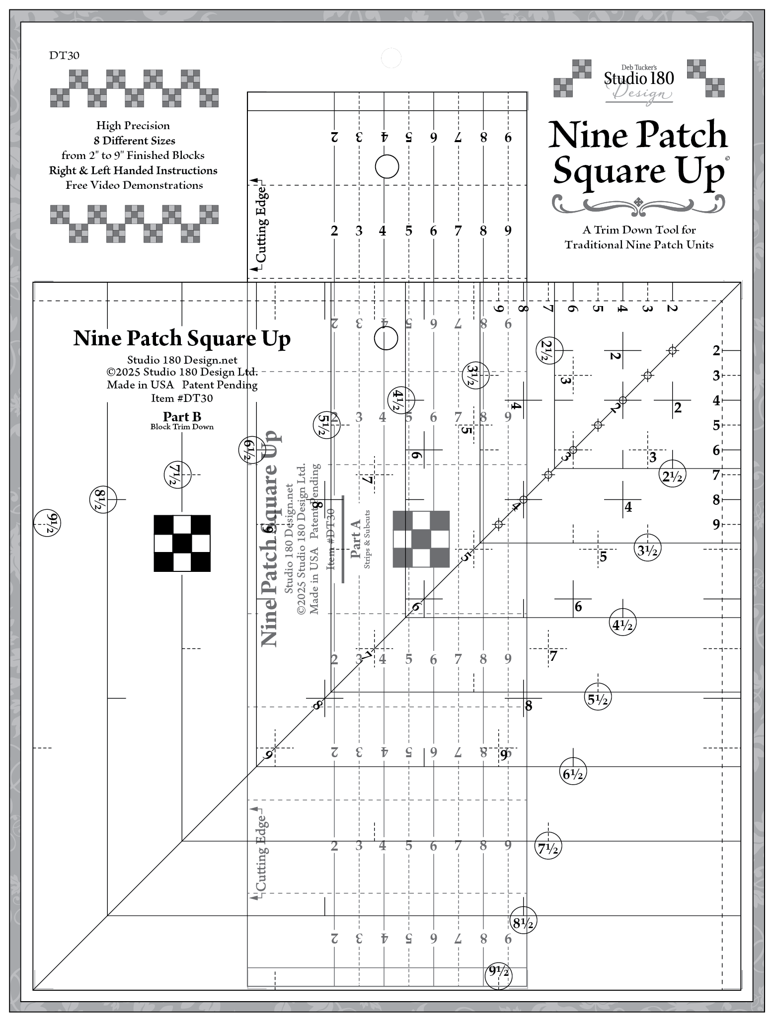Studio 180 Design Nine Patch Square Up Ruler DT30