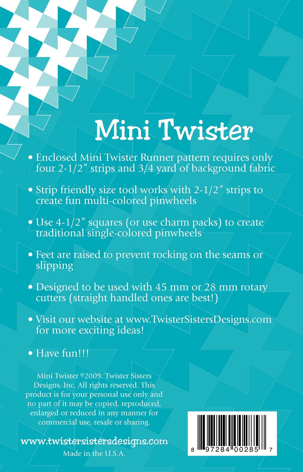 Twister Sisters Mini Twister Pinwheel Ruler MINITWISTER