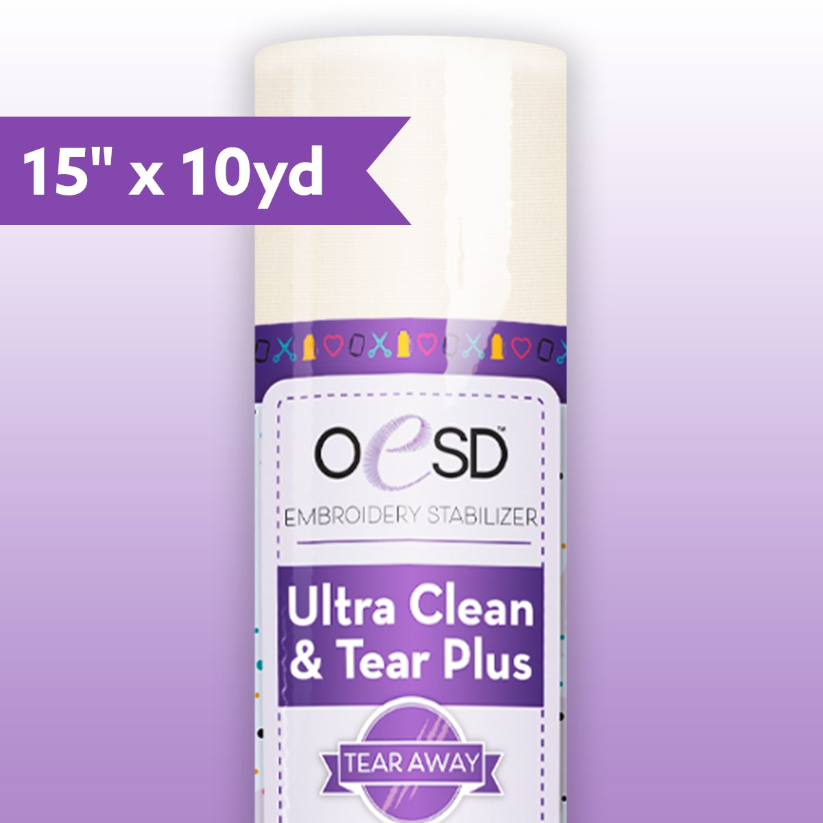 OESD Ultra Clean and Tear Plus Self-Adhesive Embroidery Stabilizer 15"x10yd Roll HBTP17-15