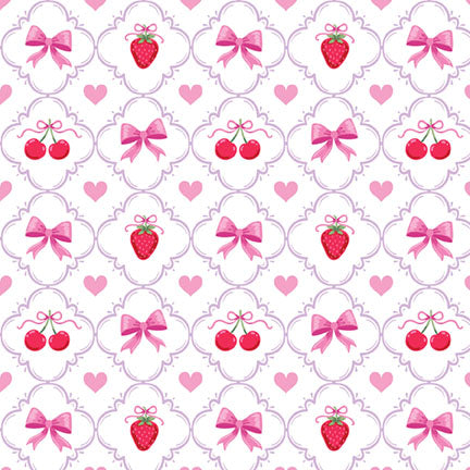 Fabric P&B White Hearts and Bows Valentine's Minis by the Quarter Yard 6511-WHITE