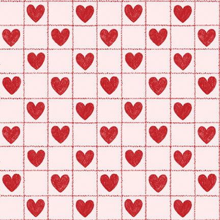 Fabric P&B Light Pink Hearts Check Valentine's Minis by the Quarter Yard 6513-LTPINK