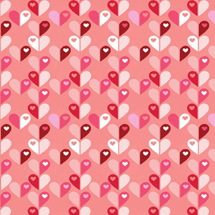 Fabric P&B Pink Geometric Hearts Valentine's Minis by the Quarter Yard 6522-PINK