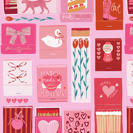 Fabric P&B Pink Valentine Collage Valentine's Minis by the Quarter Yard 6527-PINK