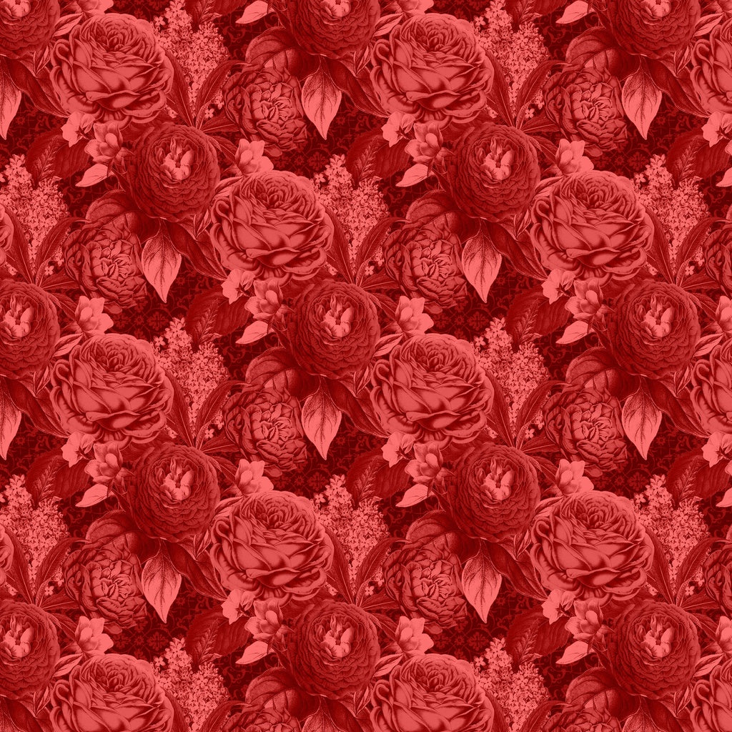 Fabric Lumin White Owl Textiles Red Outlandish Odyssey Curiouser & Curiouser by the Quarter Yard W130-042-555