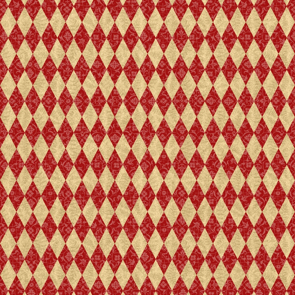 Fabric Lumin White Owl Textiles Red Diamonds Curiouser & Curiouser by the Quarter Yard W130-043-533