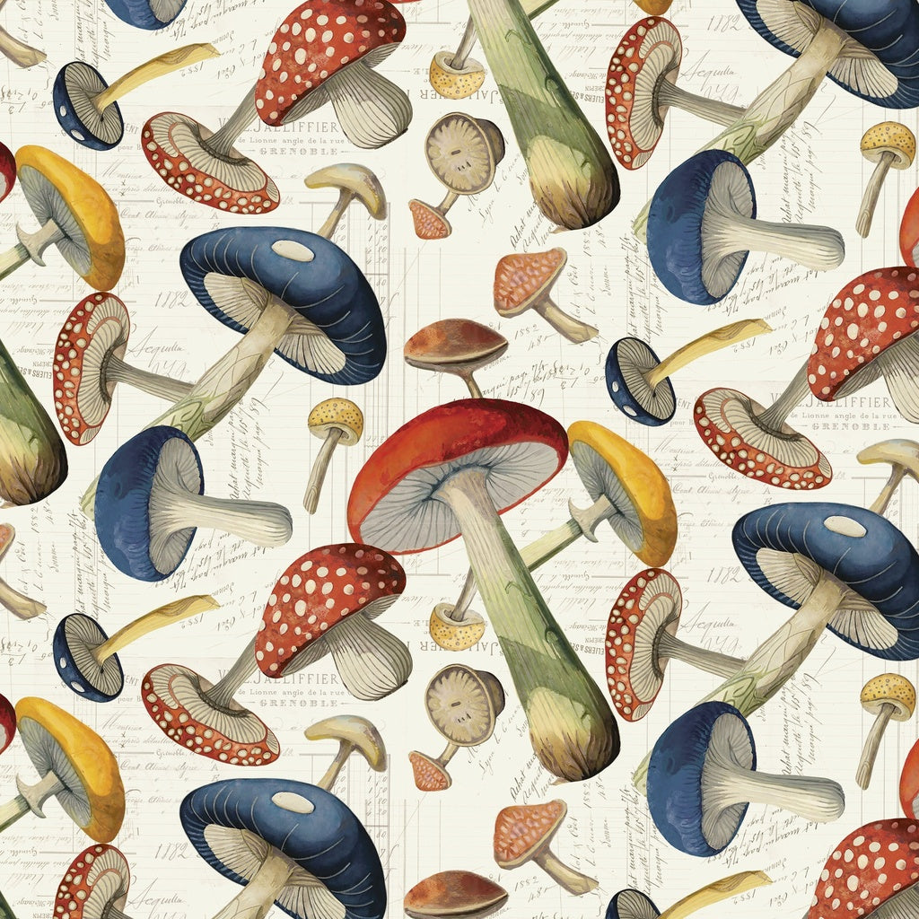 Fabric Lumin White Owl Textiles Multi Packed Mushrooms Beneath the Canopy by the Quarter Yard W150-015-157