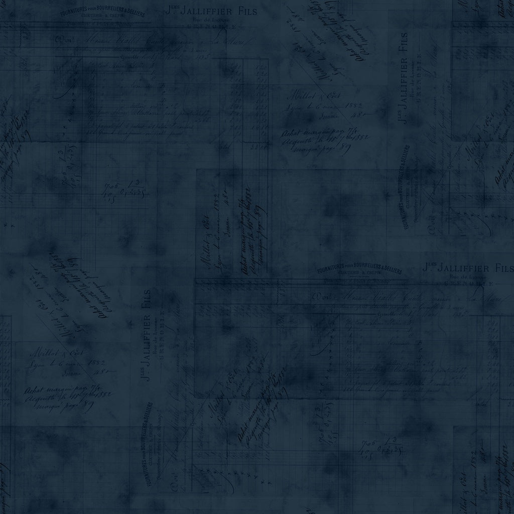 Fabric Lumin White Owl Textiles Navy Writings Beneath the Canopy by the Quarter Yard W150-022-779
