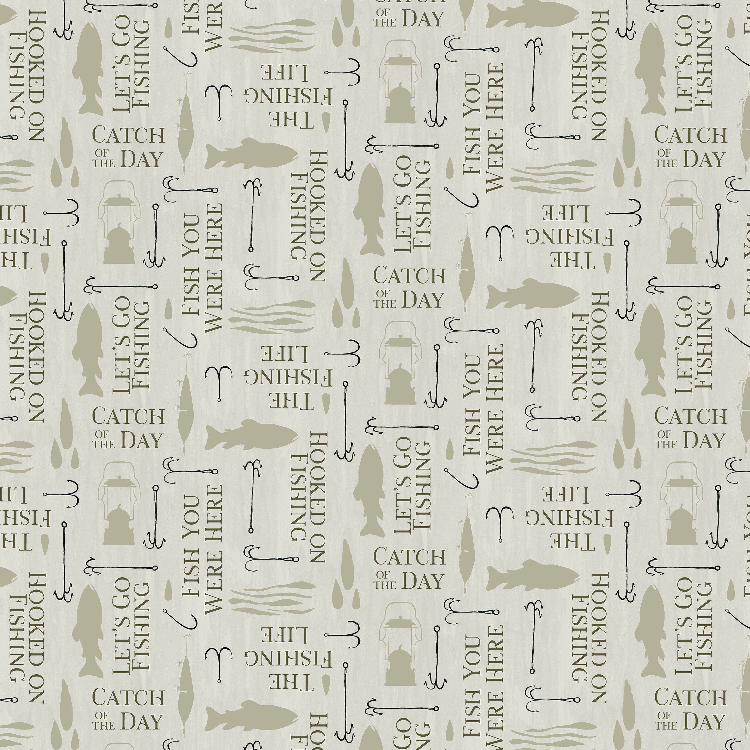 Fabric Lumin White Owl Textiles Cream Words on Grid Wilderness Retreat by the Quarter Yard W180-008-129
