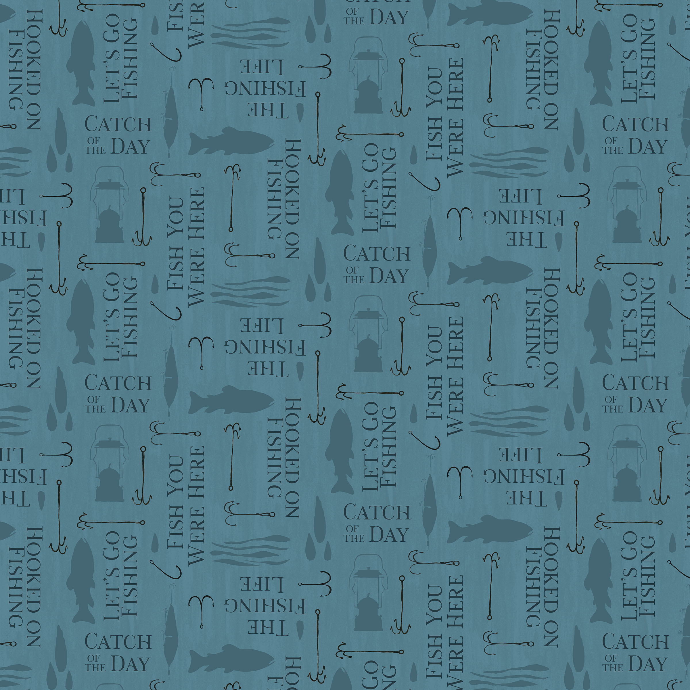 Fabric Lumin White Owl Textiles Teal Words on Grid Wilderness Retreat by the Quarter Yard W180-008-787