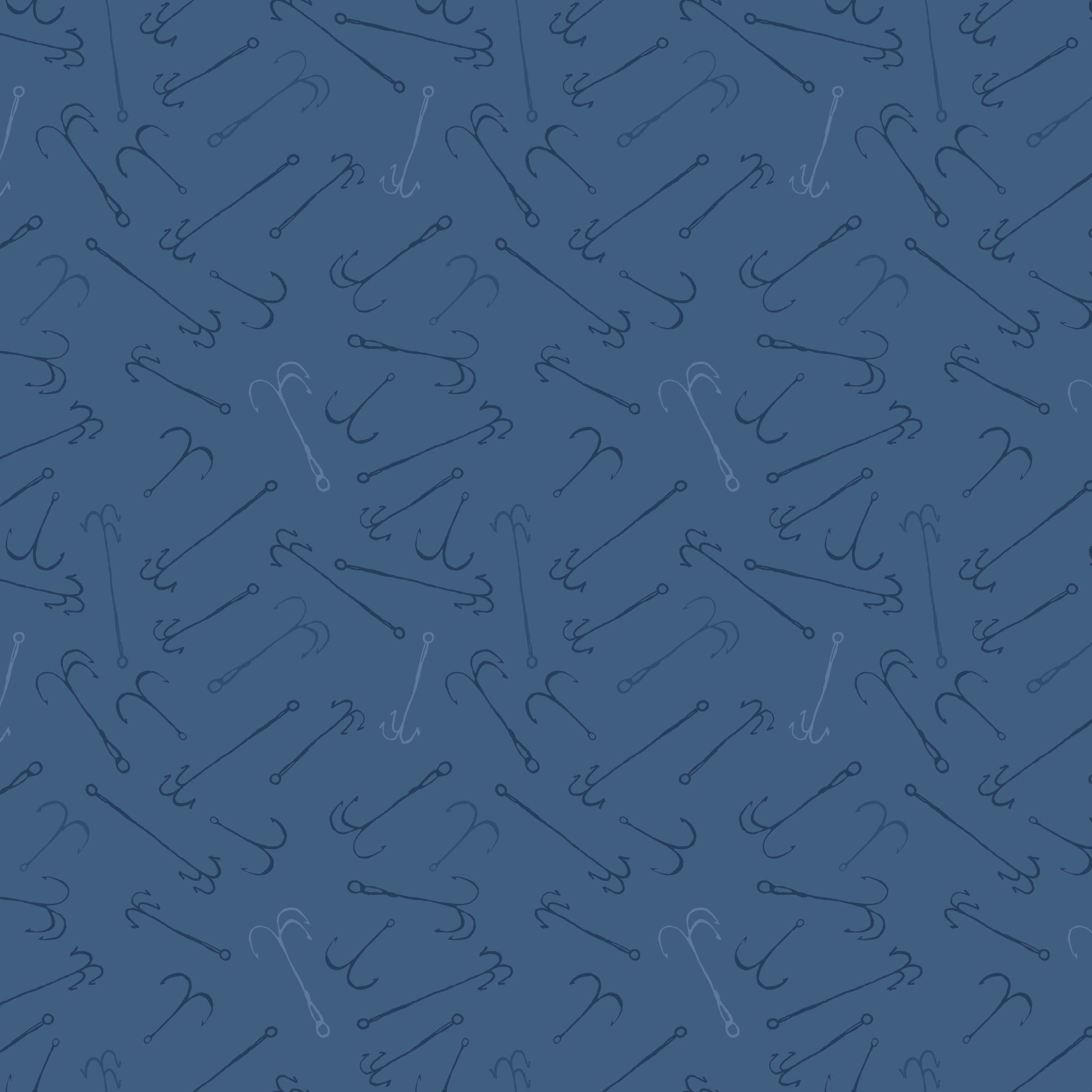 Fabric Lumin White Owl Textiles Blue Hook Toss Wilderness Retreat by the Quarter Yard W180-009-777