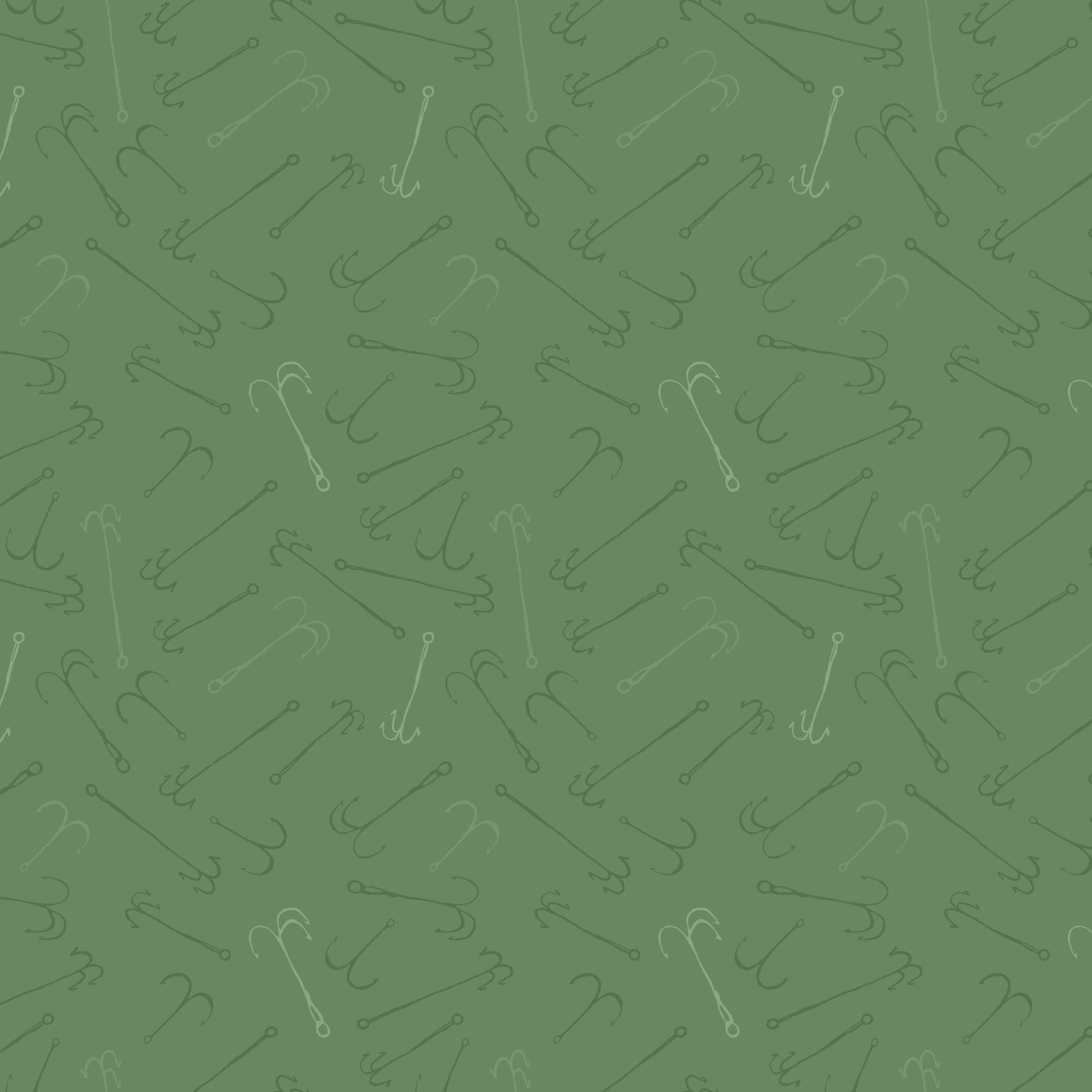 Fabric Lumin White Owl Textiles Green Hook Toss Wilderness Retreat by the Quarter Yard W180-009-888