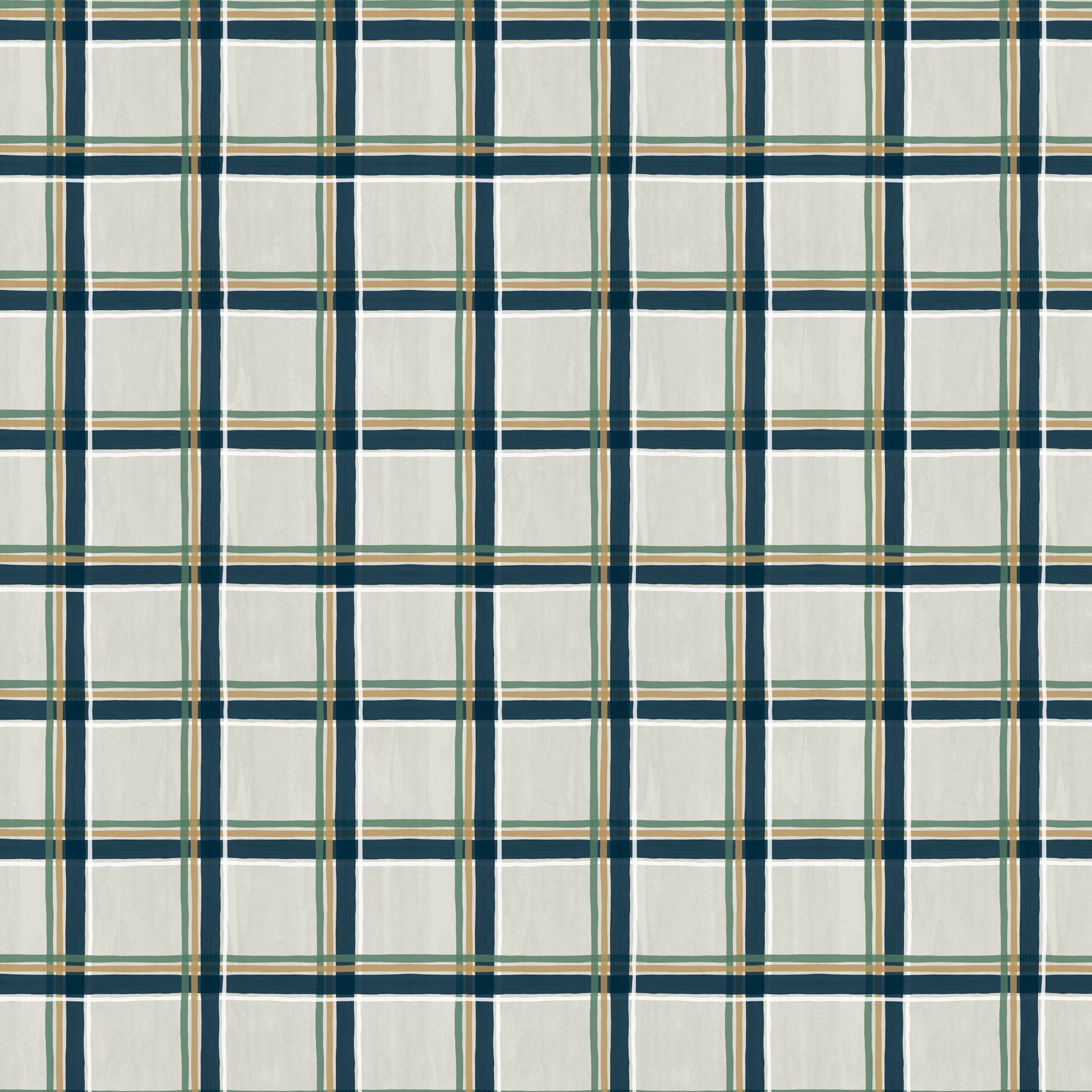 Fabric Lumin White Owl Textiles Cream Check Wilderness Retreat by the Quarter Yard W180-010-178