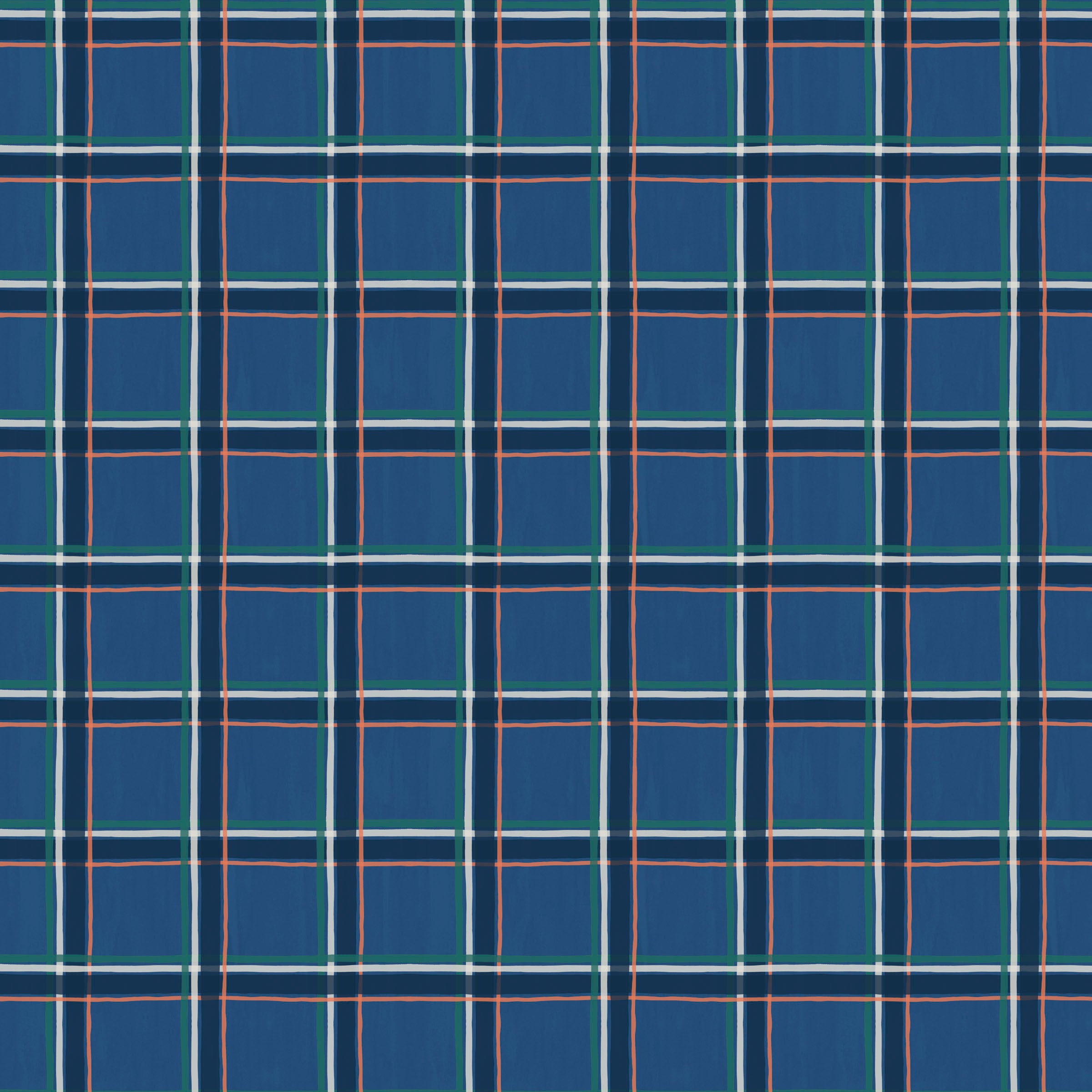 Fabric Lumin White Owl Textiles Blue Check Wilderness Retreat by the Quarter Yard W180-010-778