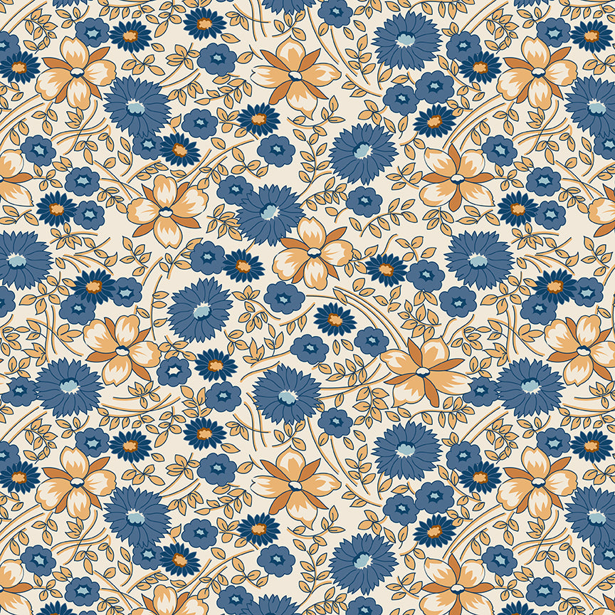 Fabric Riley Blake Multi Prairie Flower Denim & Daisy 108" Wide Back by the Quarter Yard WB18152-MULTI