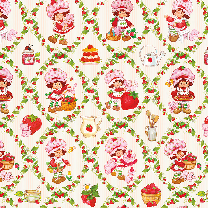 Fabric Riley Blake Cream Strawberry Shortcake 108" Wide Back by the Quarter Yard WB18570-CREAM