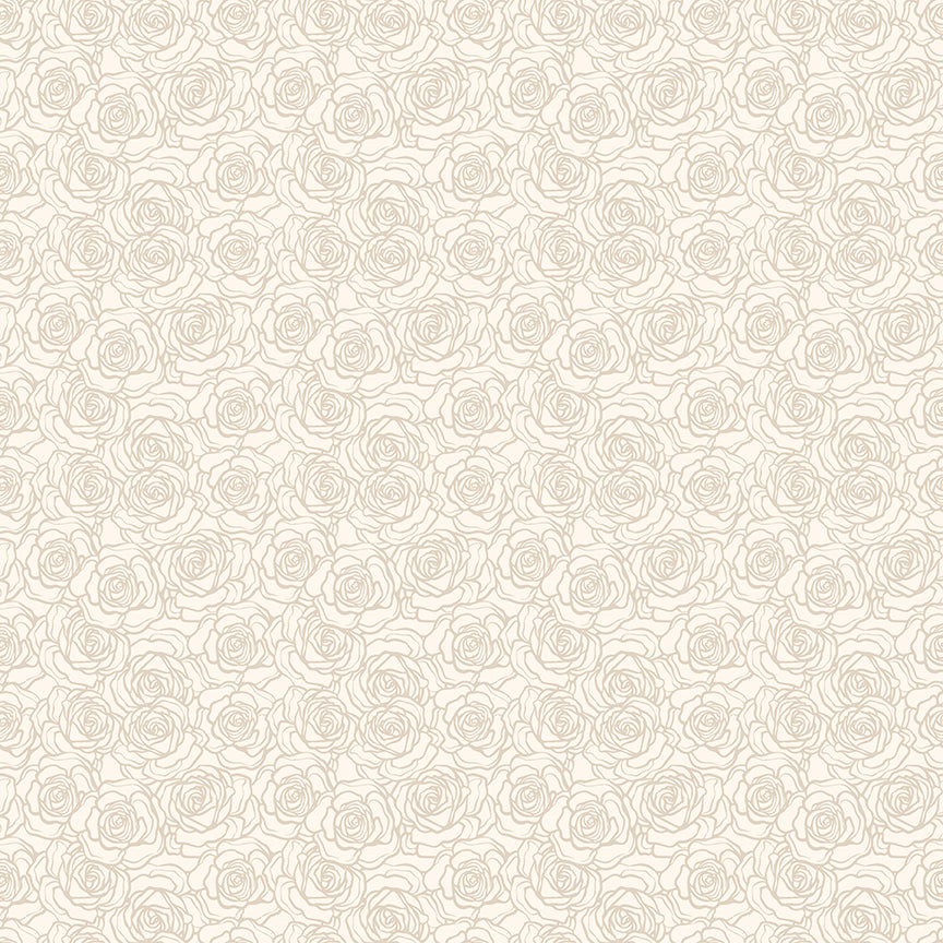 Fabric Riley Blake Cream Tonal Roses To My Love 108" Wide Back by the Quarter Yard WB18589-CREAM