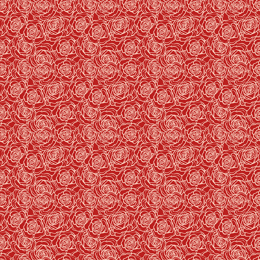 Fabric Riley Blake Red Tonal Roses To My Love 108" Wide Back by the Quarter Yard WB18589-RED