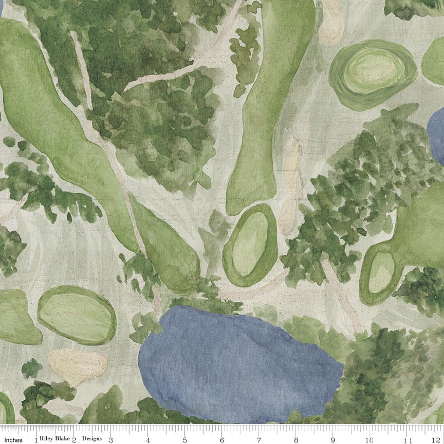 Fabric Riley Blake Sand Golf Course Greens & Fairways 108" Wide Back by the Quarter Yard WB18687-SAND