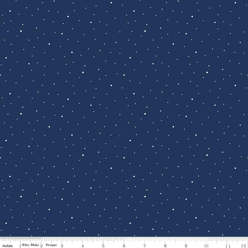 Fabric Riley Blake Navy Dapple Dot 108" Wide Back by the Quarter Yard WB640-NAVY