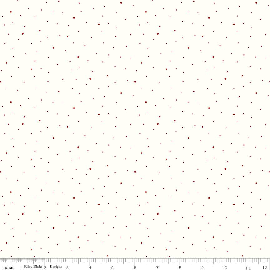 Fabric Riley Blake Barn Red on Off White Dapple Dot 108" Wide Back by the Quarter Yard WB645-BARNRED