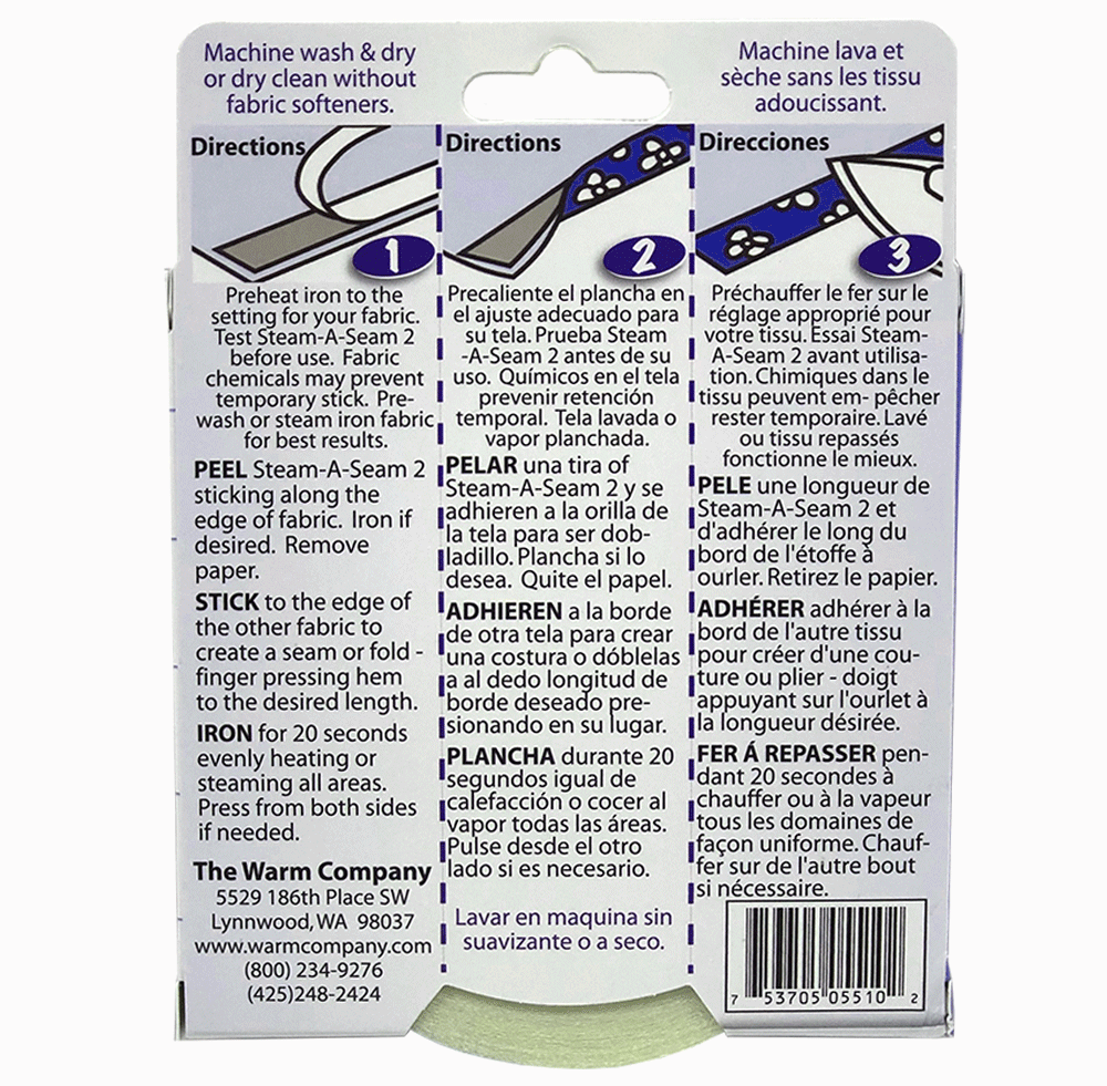 Warm Company Steam-a-Seam 2 Double Stick Fusible Tape .25"x20yd 5510