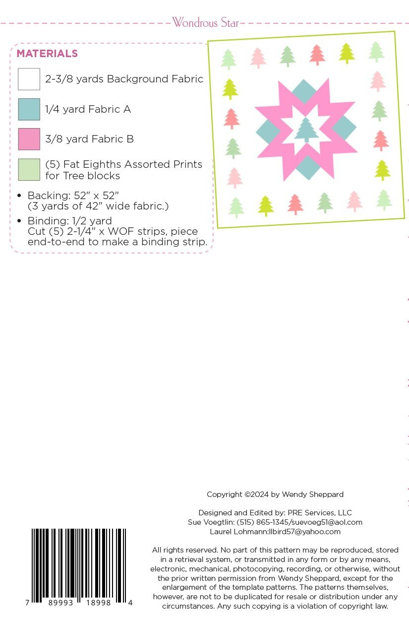 Wendy Sheppard Wondrous Star Quilt Pattern P180-WONDROUSSTAR