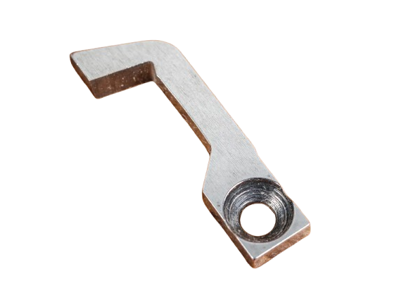 A small metal hardware piece with a brushed silver finish and a threaded hole, isolated on a white background.