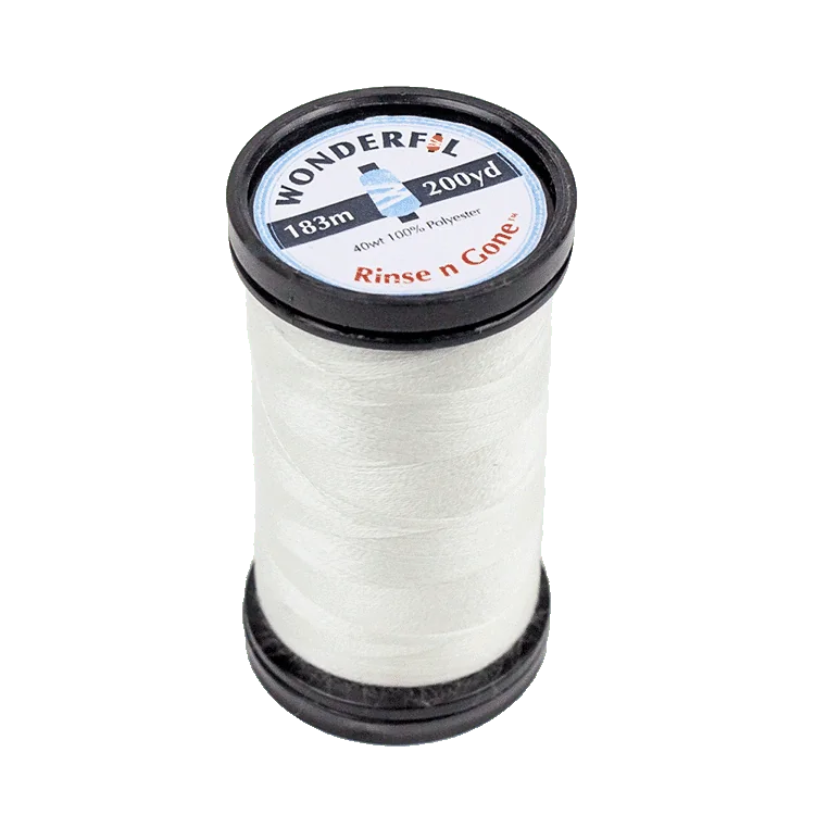WonderFil Rinse 'n' Gone Water Soluble Polyester Thread 40wt 200yd Spool