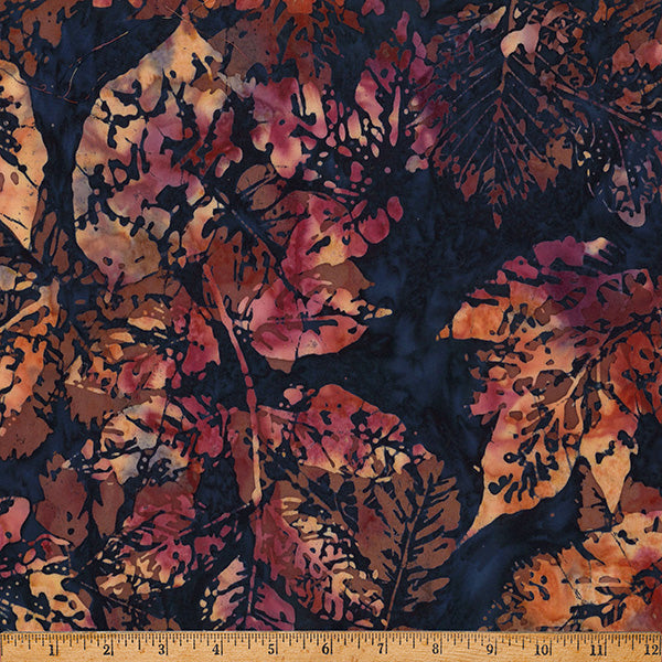 Fabric Hoffman Fall Xray Leaves Clear Skies Bali Batiks by the Quarter Yard X2650-714