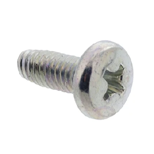 A single silver metal screw with a Phillips head and threaded shank, shown on a plain white background.