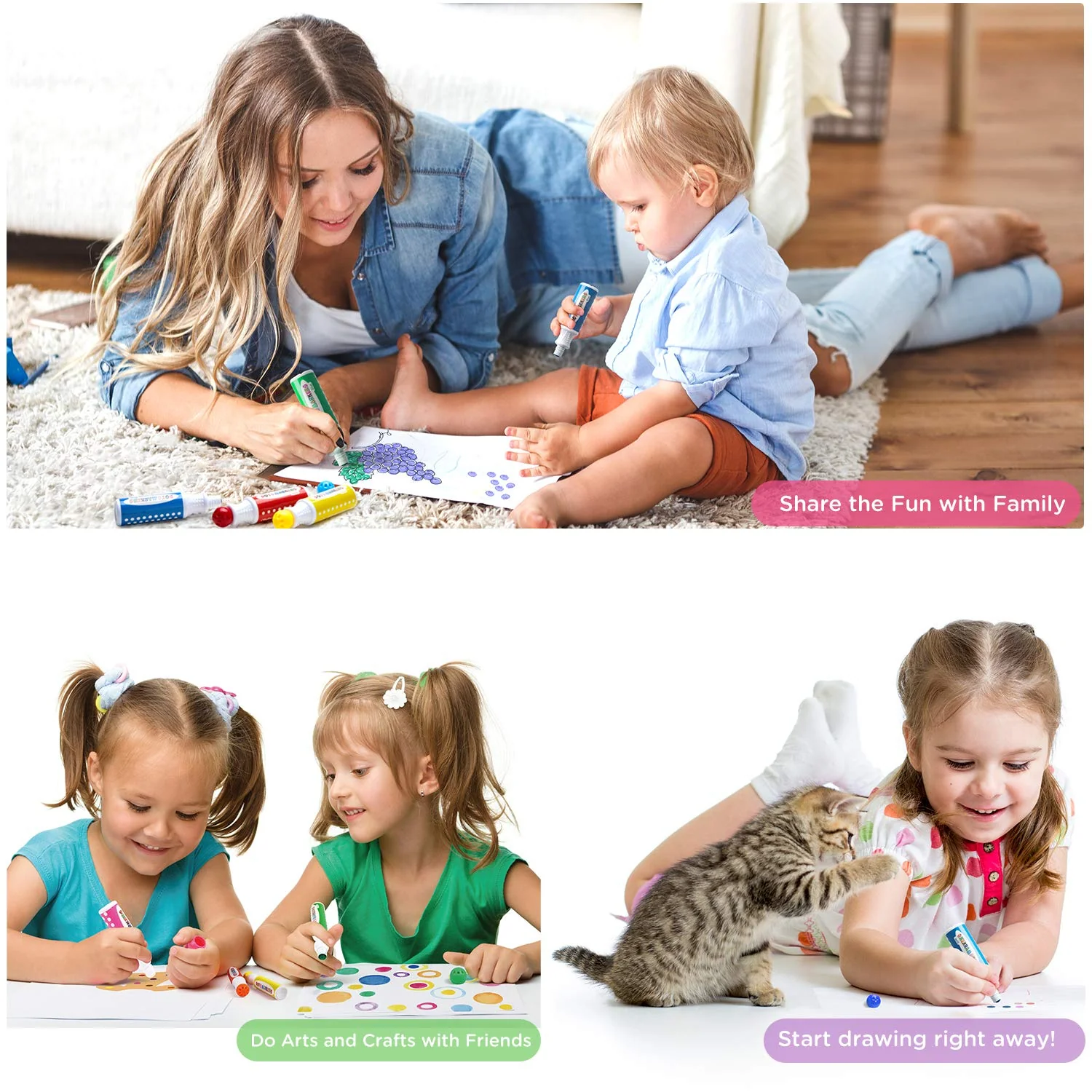 Ohuhu 10ct 60 ml/18mm Dot Markers Bingo Daubers and 30 Pages Activity Book Y30-80700-14