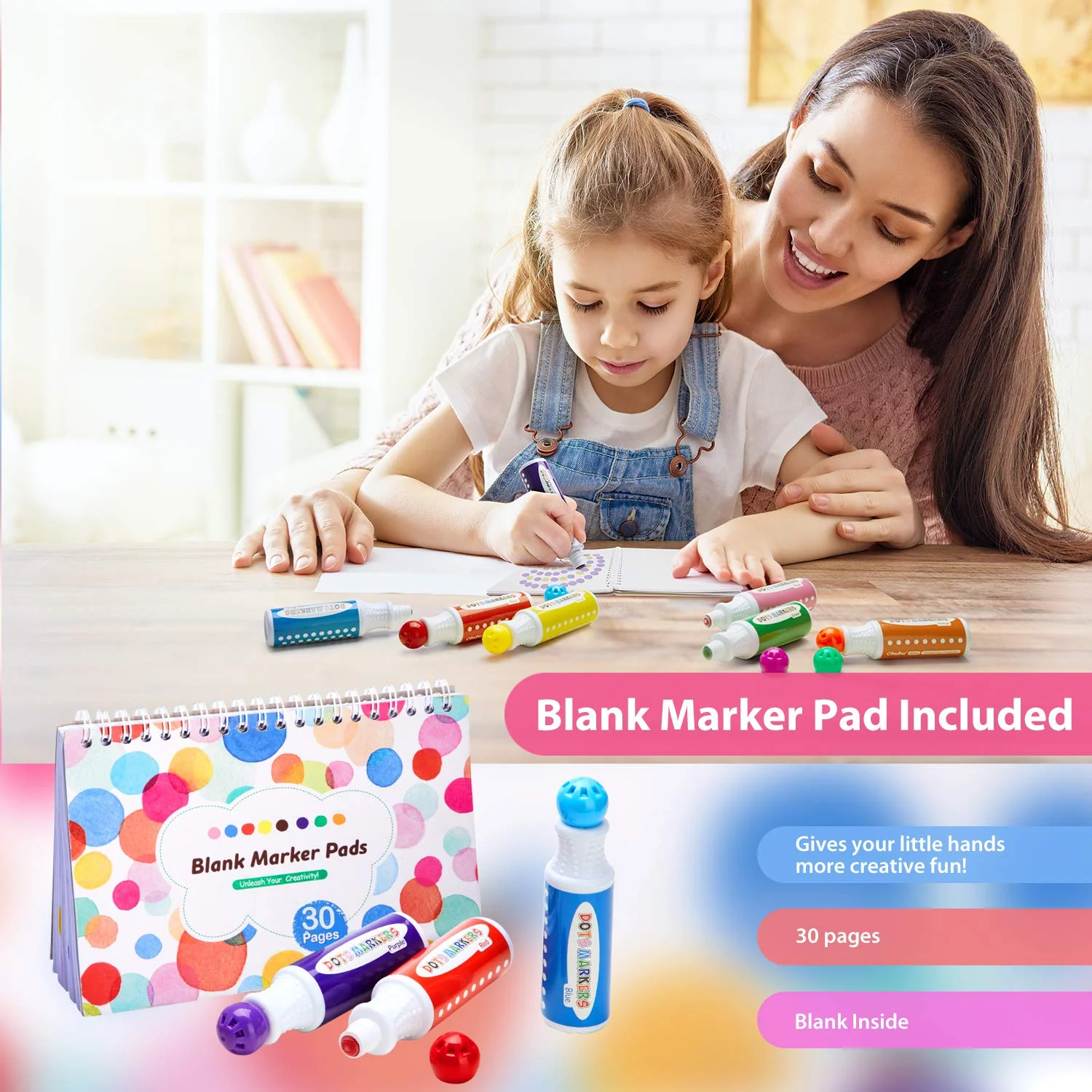 Ohuhu 10ct 60 ml/18mm Dot Markers Bingo Daubers and 30 Pages Activity Book Y30-80700-14