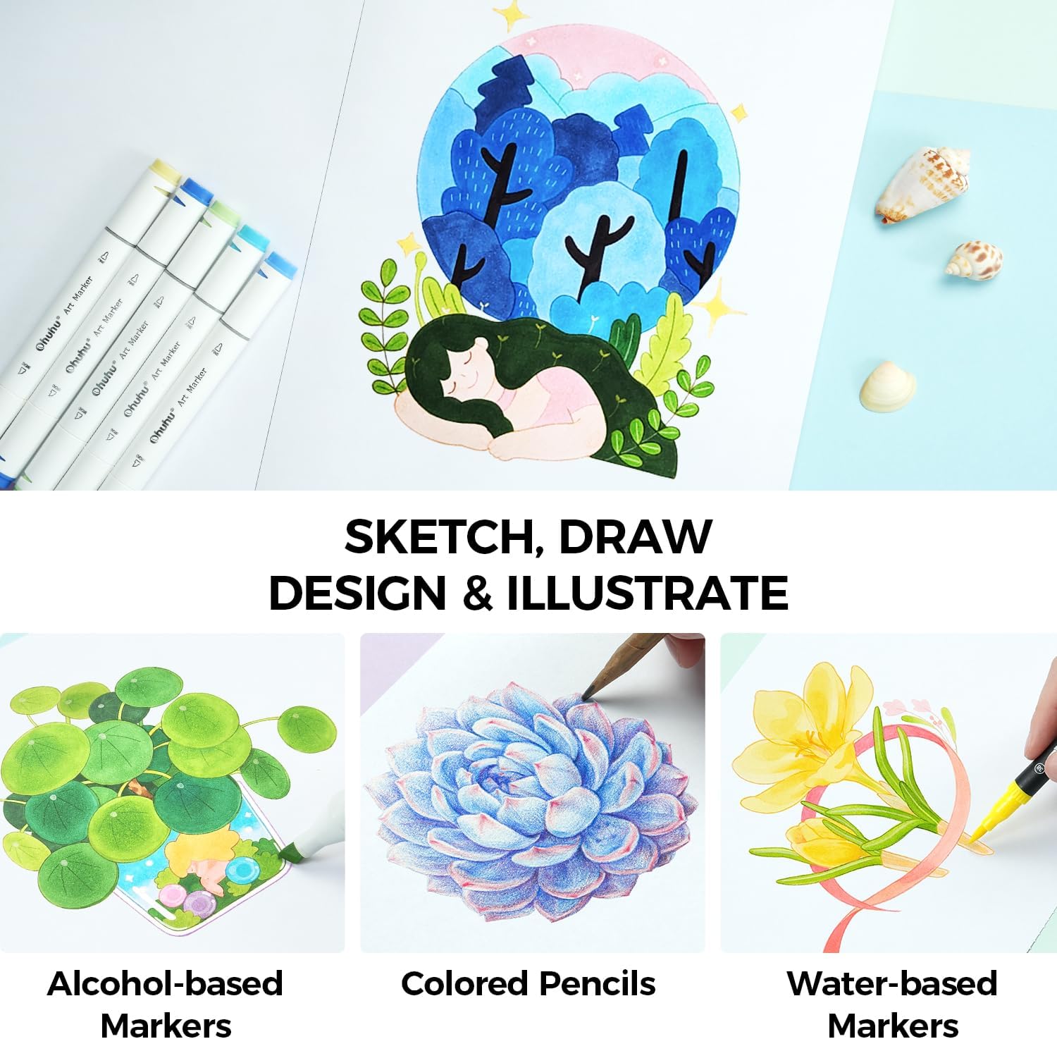 Ohuhu Double Sided Bleedproof Art Sketchbook 9x12 Y44-83000-44