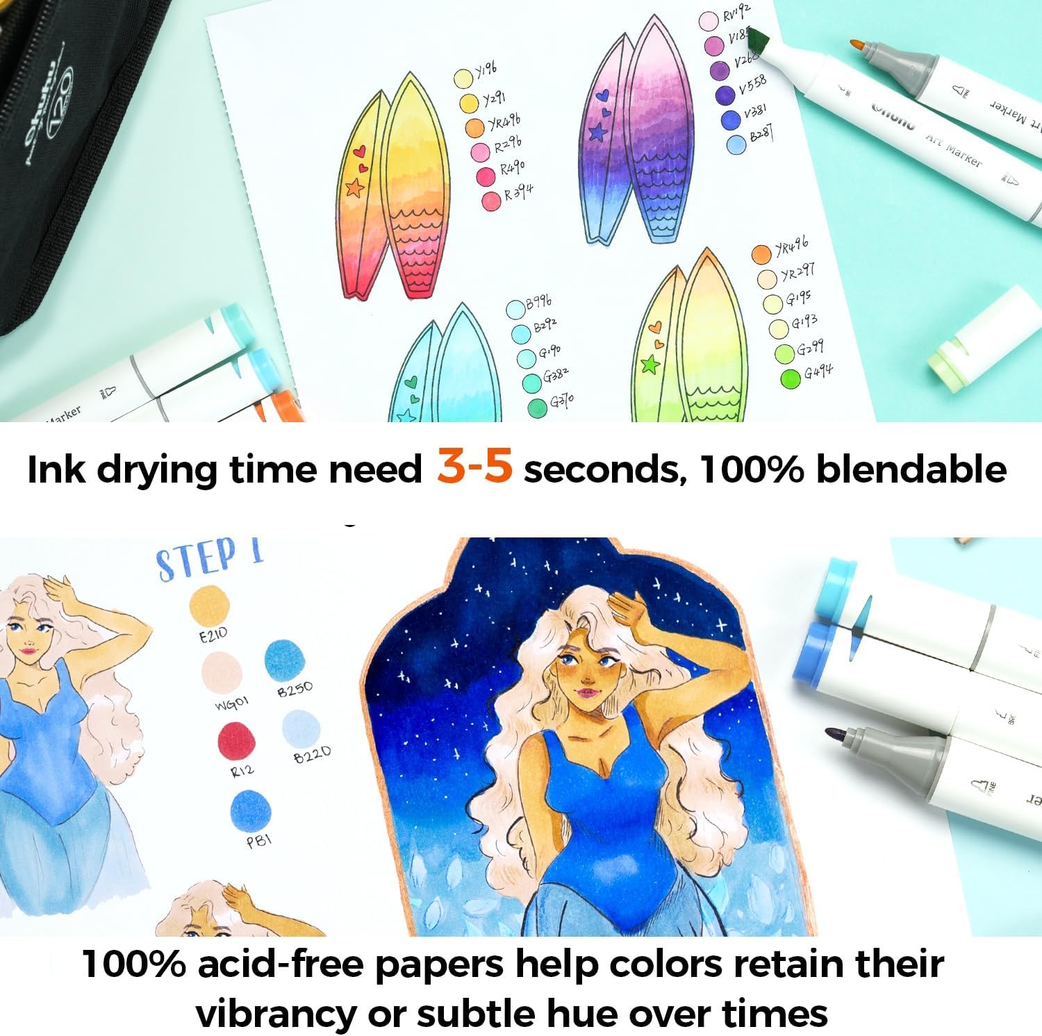 Ohuhu Double Sided Bleedproof Art Sketchbook 9x12 Y44-83000-44