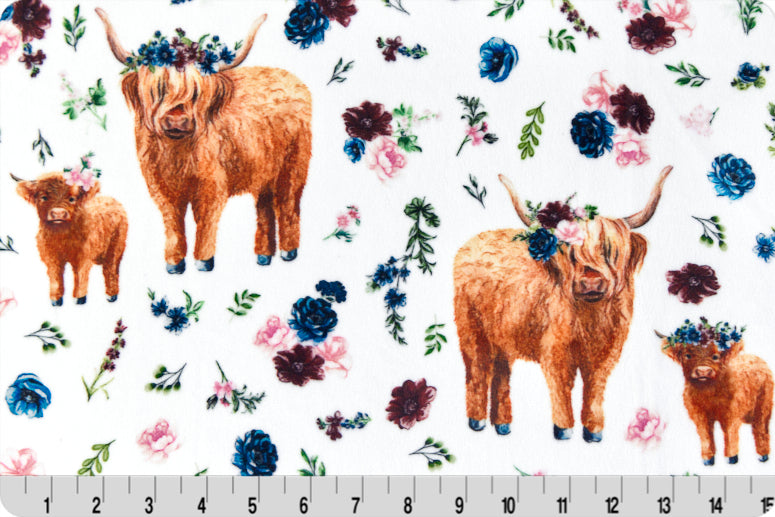 Fabric Shannon Multi Helga Highland Cuddle by the Quarter Yard dchelgahighlandmulti