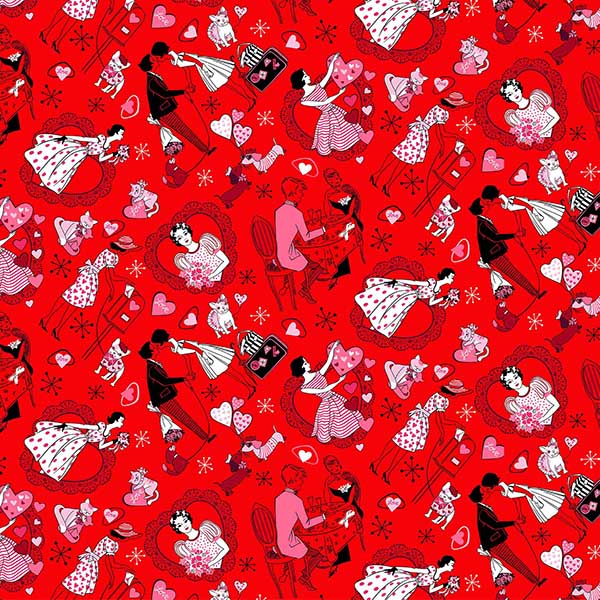 Fabric Michael Miller Cherry Doily Darling Kiss Me Quick by the Quarter Yard DCX13035-CHER