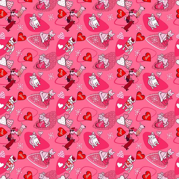 Fabric Michael Miller Girl Paws & Hearts Kiss Me Quick by the Quarter Yard DCX13036-GIRL