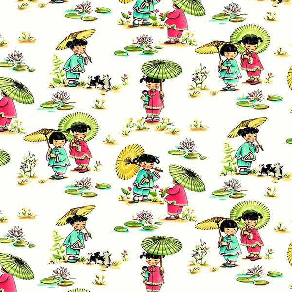 Fabric Michael Miller Cream Lotus Lane Dolls China Dolls by the Quarter Yard DCX13101-CREM