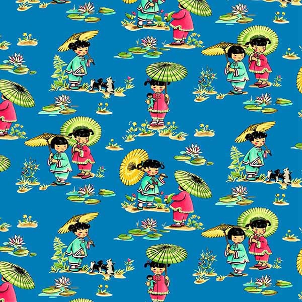 Fabric Michael Miller Malibu Lotus Lane Dolls China Dolls by the Quarter Yard DCX13101-MALI