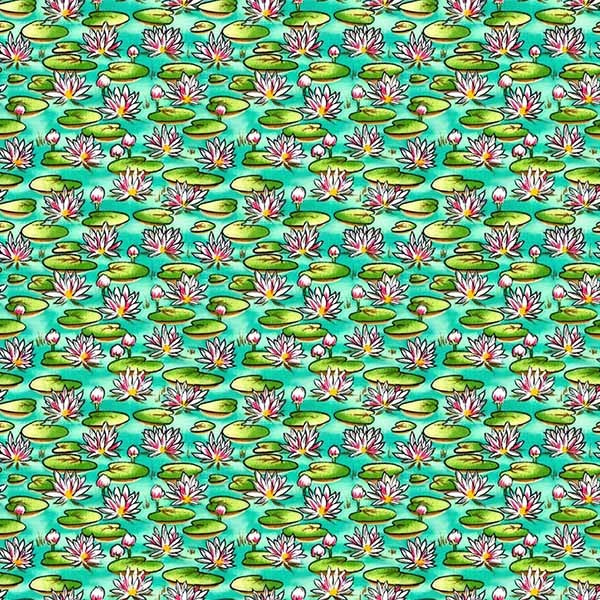 Fabric Michael Miller Pool Lotus Garden China Dolls by the Quarter Yard DCX13104-POOL