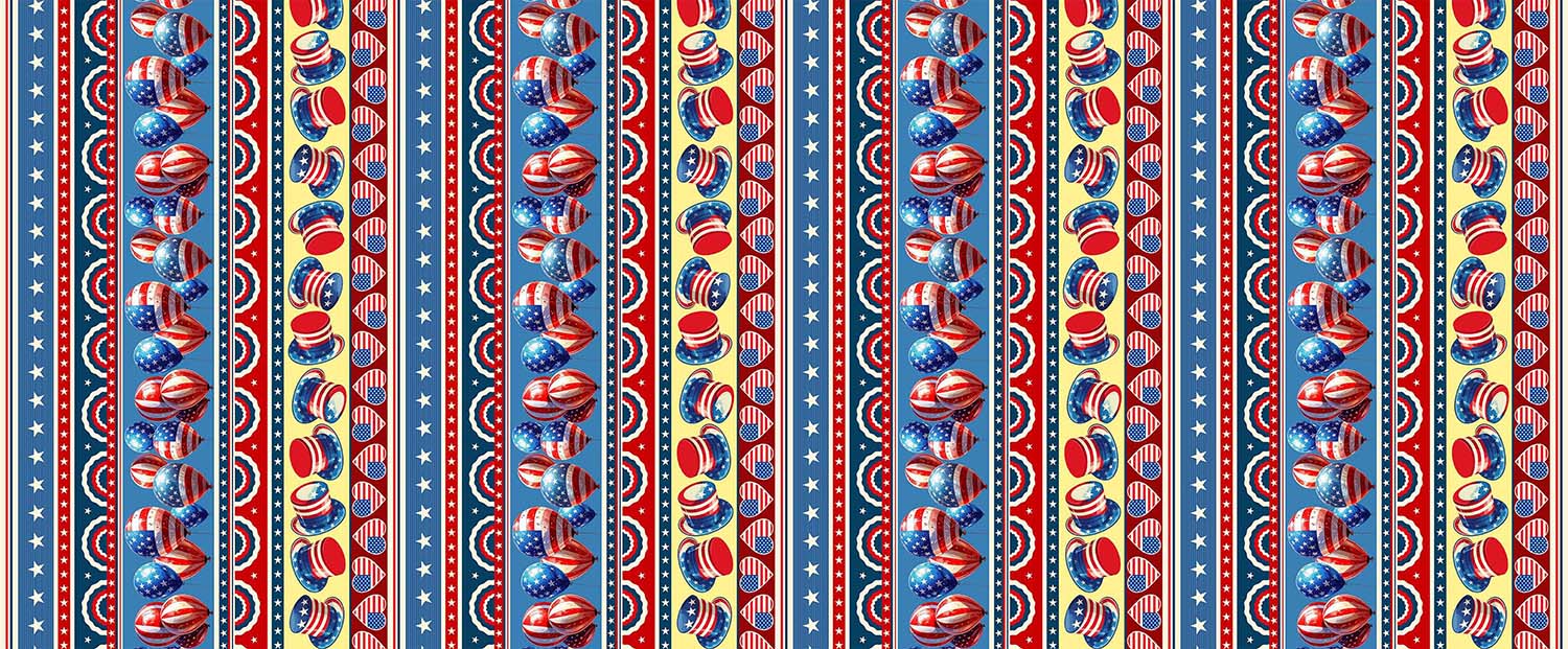 Fabric Michael Miller Multi Celebration in Stripes Red, White & Beautiful by the Quarter Yard DCX13159-MULT