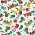 Fabric Michael Miller Cream Rolling Through the Hills Little Locomotives by the Quarter Yard DDC12873-CREM