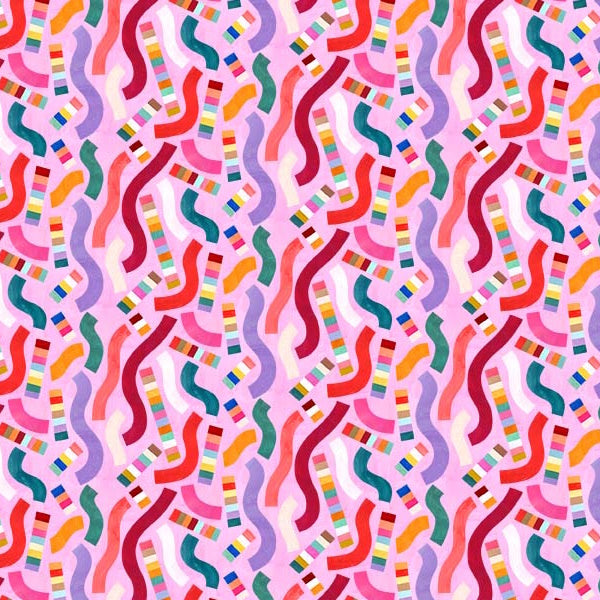 Fabric Michael Miller Pink Whistle Wind Little Locomotives by the Quarter Yard DDC12877-PINK