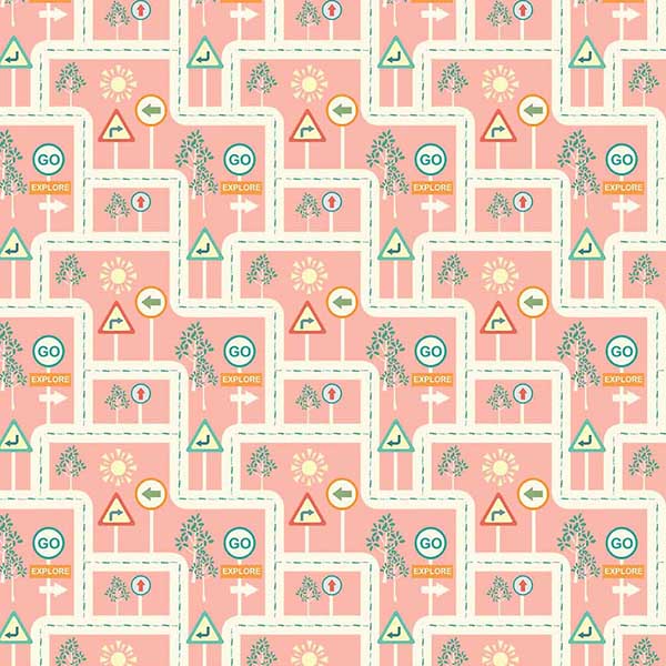 Fabric Michael Miller Geranium Roadtrip Rides Modern Nomad by the Quarter Yard DDC13062-GERA