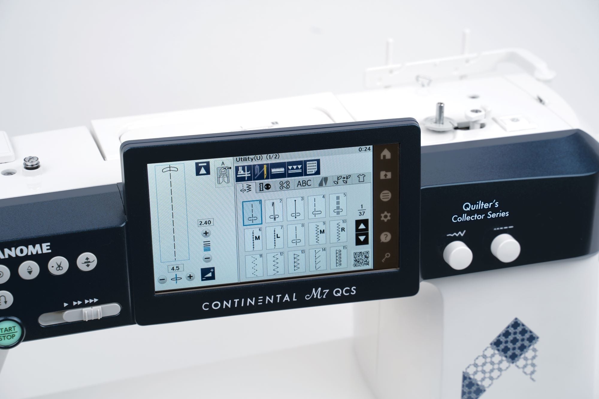 close up of the Janome Continental M7 QCS Sewing and Quilting Machine screen for Sale at World Weidner