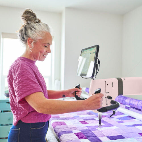 Handi Quilter Amara 20" Totally Eighties Limited Edition Pink Longarm Quilting Machine with Pro-Stitcher Premium and Free Laurastar Lift Steam Iron