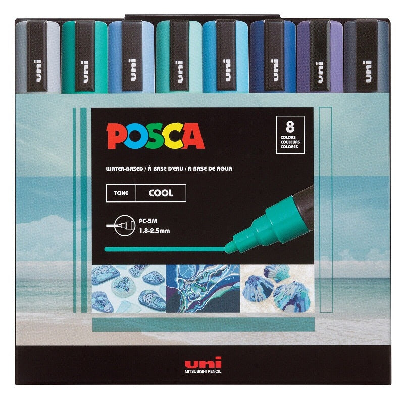 Posca World Map Posca Paint Marker 8 Colors PC-5M Cool Colors Set – World Weidner
