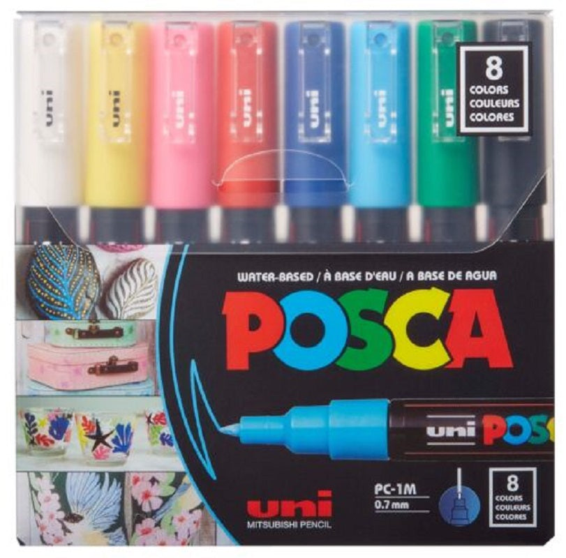 Posca Paint Marker 8 Colors PC-1M Extra Fine Basic Set